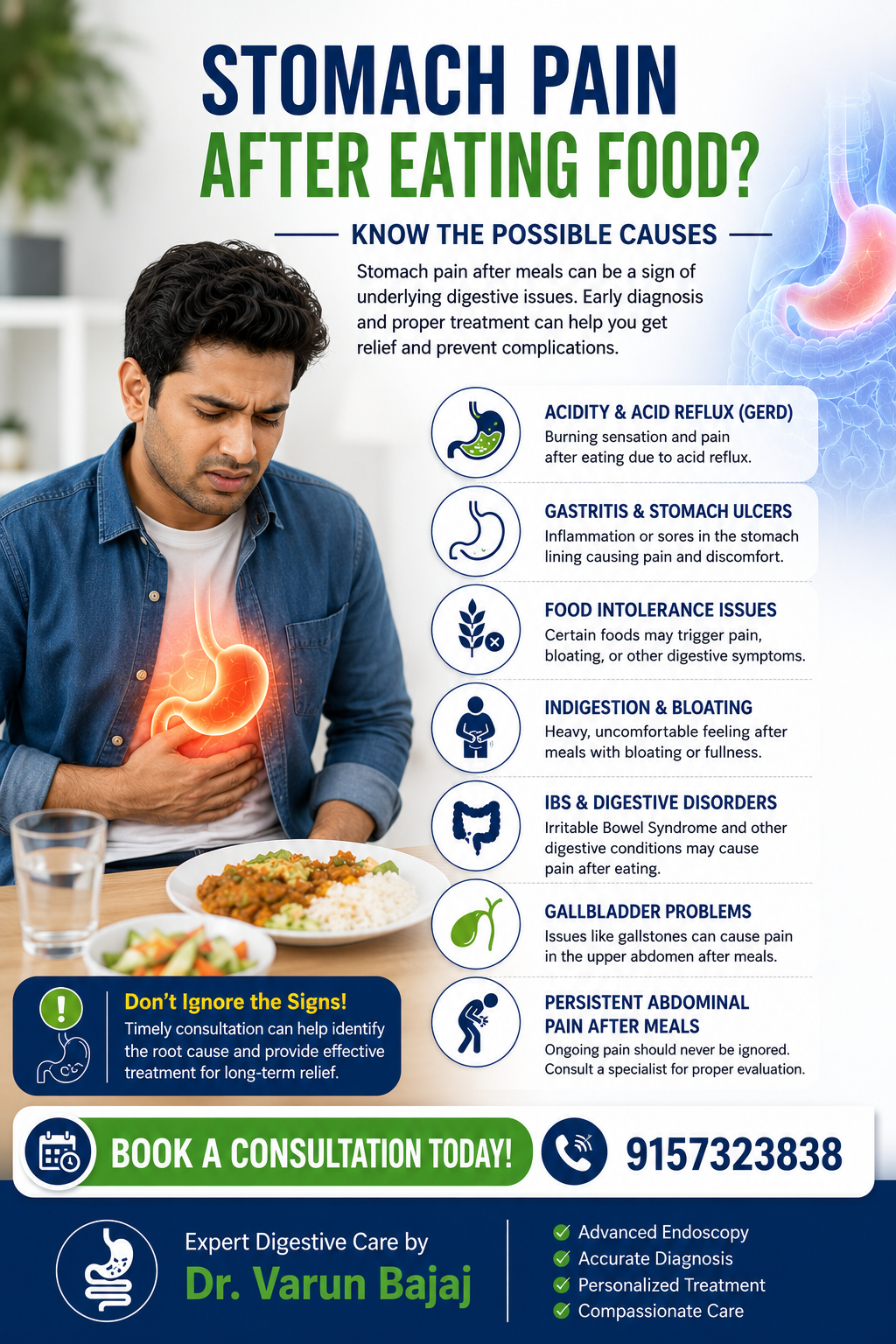 stomach pain after eating food